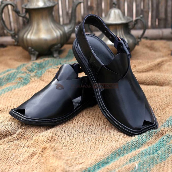 Premium Charsadda  Black Gol T  chappal