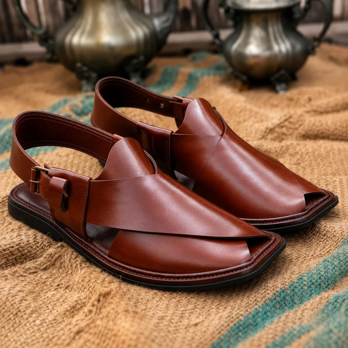 Premium Charsadda Mustred Gol T  chapal
